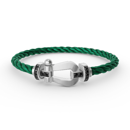 [Bling Jewelrys ]FORCE LARGE HORSESHOE BLACK DIAMOND BRACELET SILVER