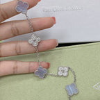 [Bling Jewelrys ] CLOVER 5 MOTIF PURPLE CHALCEDONY BRACELET COLLECTION