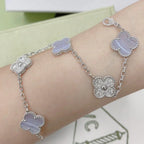 [Bling Jewelrys ] CLOVER 5 MOTIF PURPLE CHALCEDONY BRACELET COLLECTION