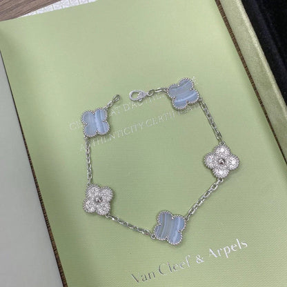 [Bling Jewelrys ] CLOVER 5 MOTIF PURPLE CHALCEDONY BRACELET COLLECTION