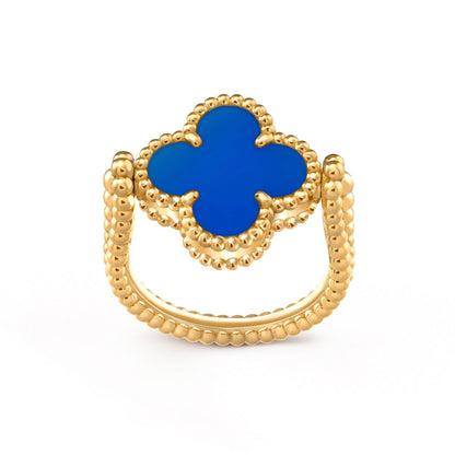 [Bling Jewelrys ]CLOVER RIVERSIBLE BLUE AGATE RING