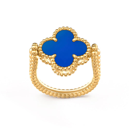 [Bling Jewelrys ]CLOVER RIVERSIBLE BLUE AGATE RING