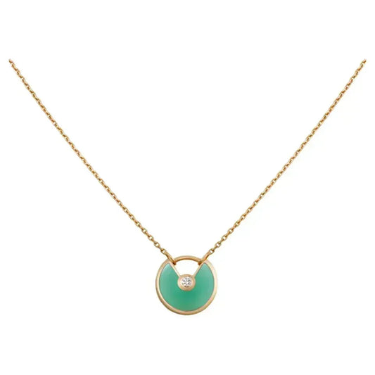 [Bling Jewelrys ]AMULETTE GOLD MALACHITE NECKLACE