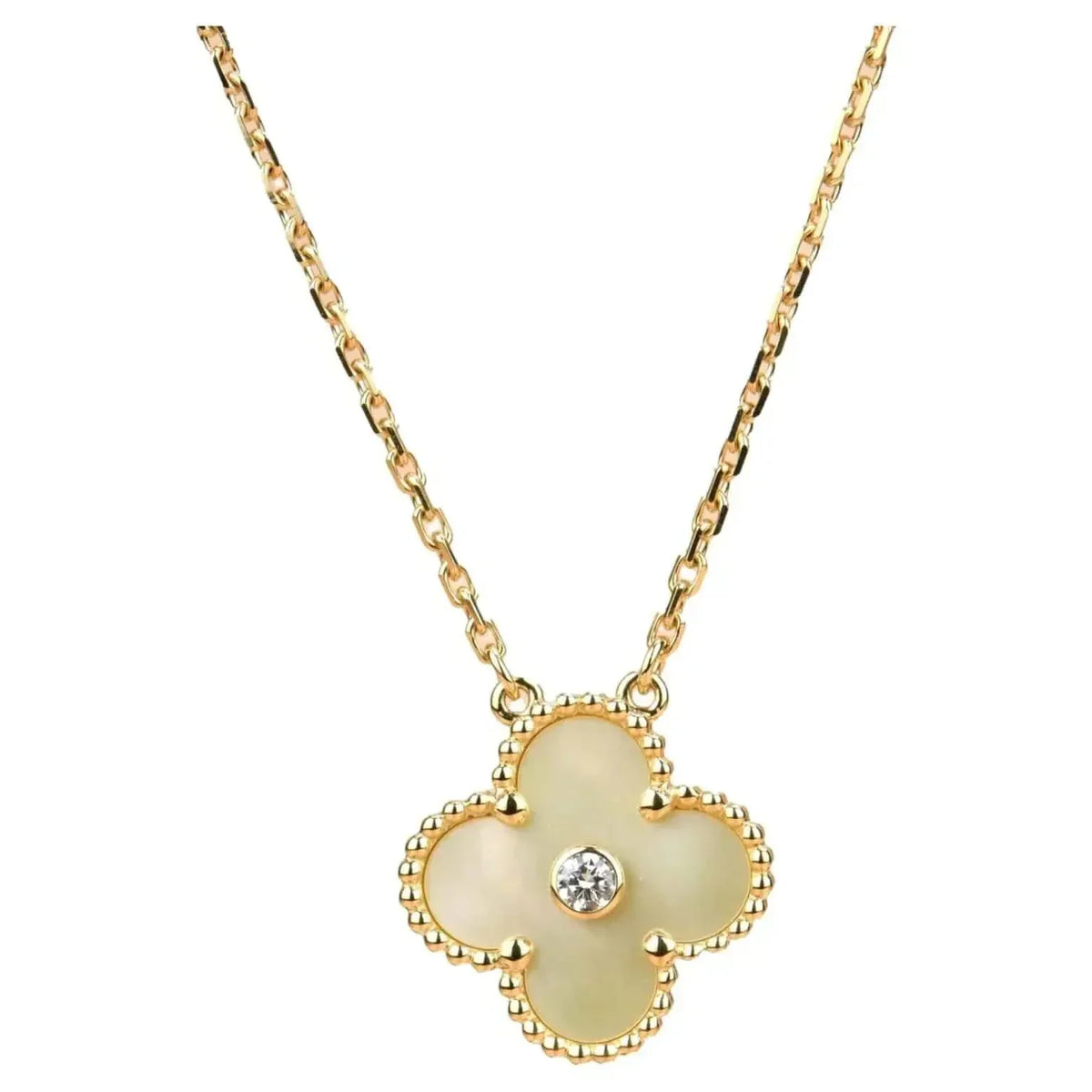 [Bling Jewelrys] KLEEBATT 15MM DIAMANT GOLD PERLMUTT HALSKETTE
