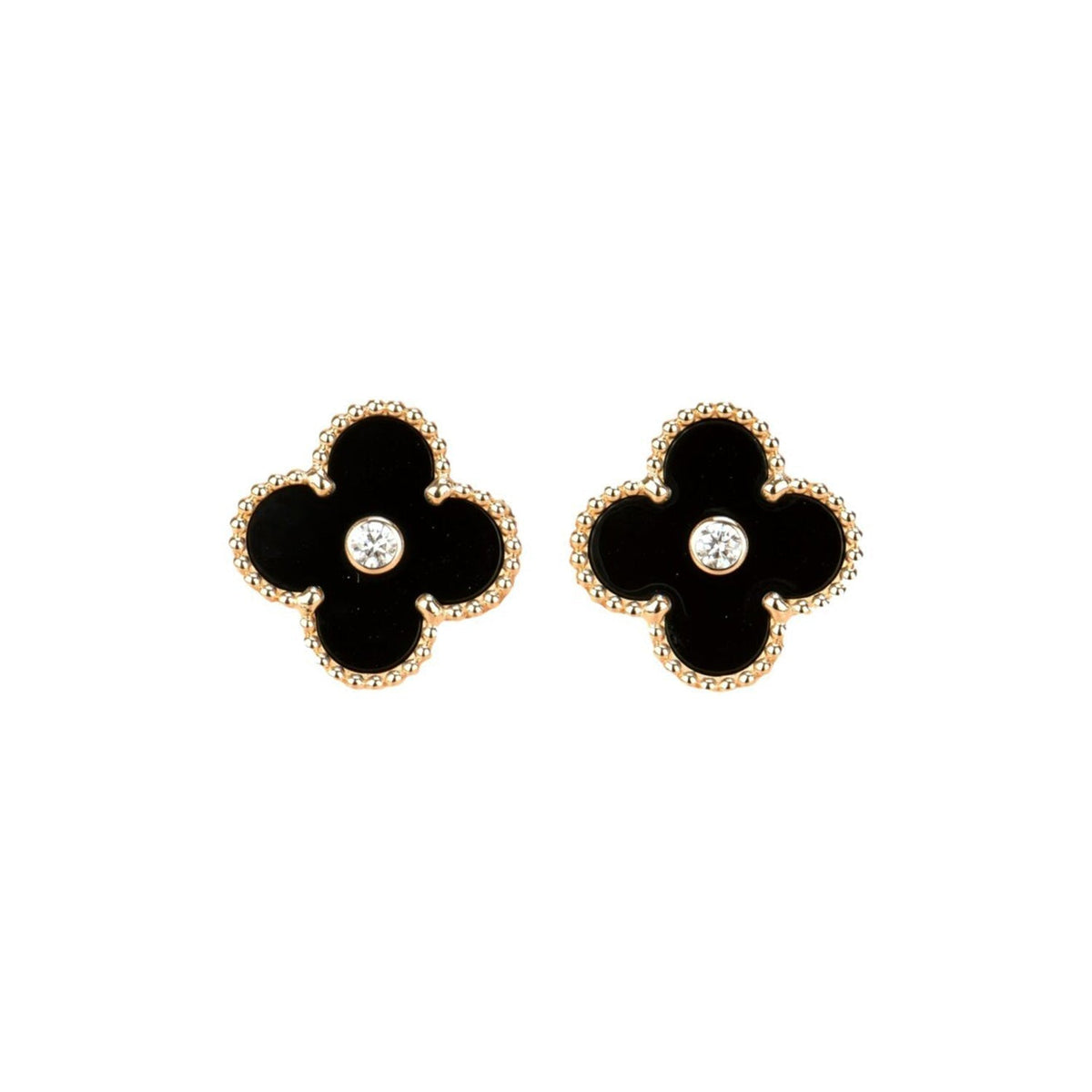 [Bling Jewelrys] KLEEBATT MITTEL 1 MOTIV ONYX DIAMANT OHRRINGE