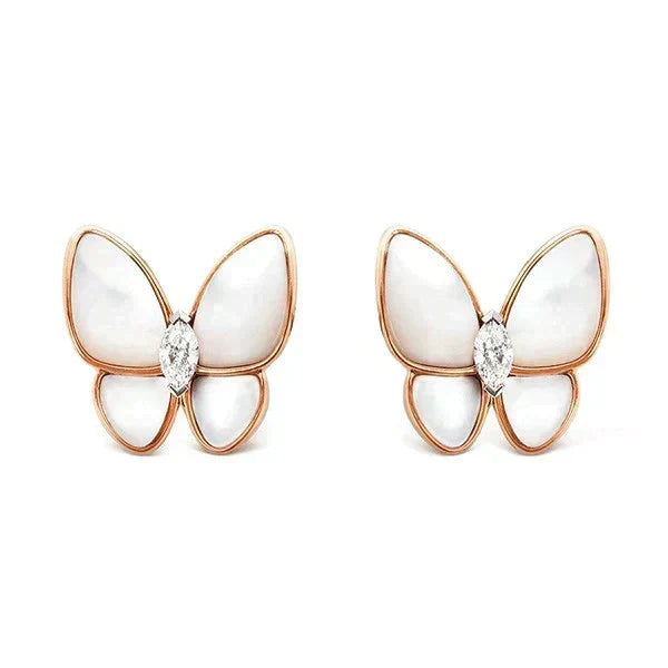 [Bling Jewelrys ]SCHMETTERLINGS-OHRRINGE AUS PERLMUTT MIT DIAMANTEN