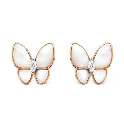 [Bling Jewelrys ]SCHMETTERLINGS-OHRRINGE AUS PERLMUTT MIT DIAMANTEN