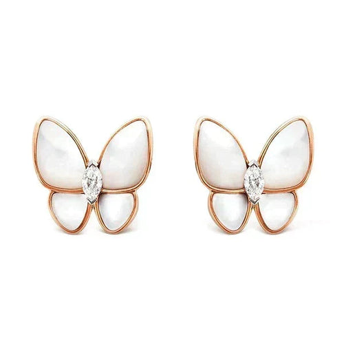 [Bling Jewelrys ]SCHMETTERLINGS-OHRRINGE AUS PERLMUTT MIT DIAMANTEN