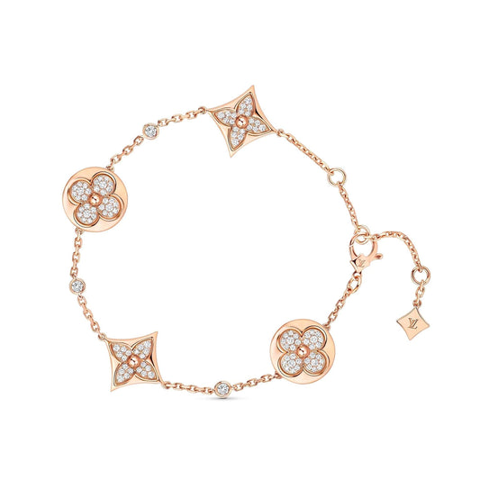 [Bling Jewelrys ]STAR AND SUN 4 MOTIFS GOLD DIAMONDS BRACELET