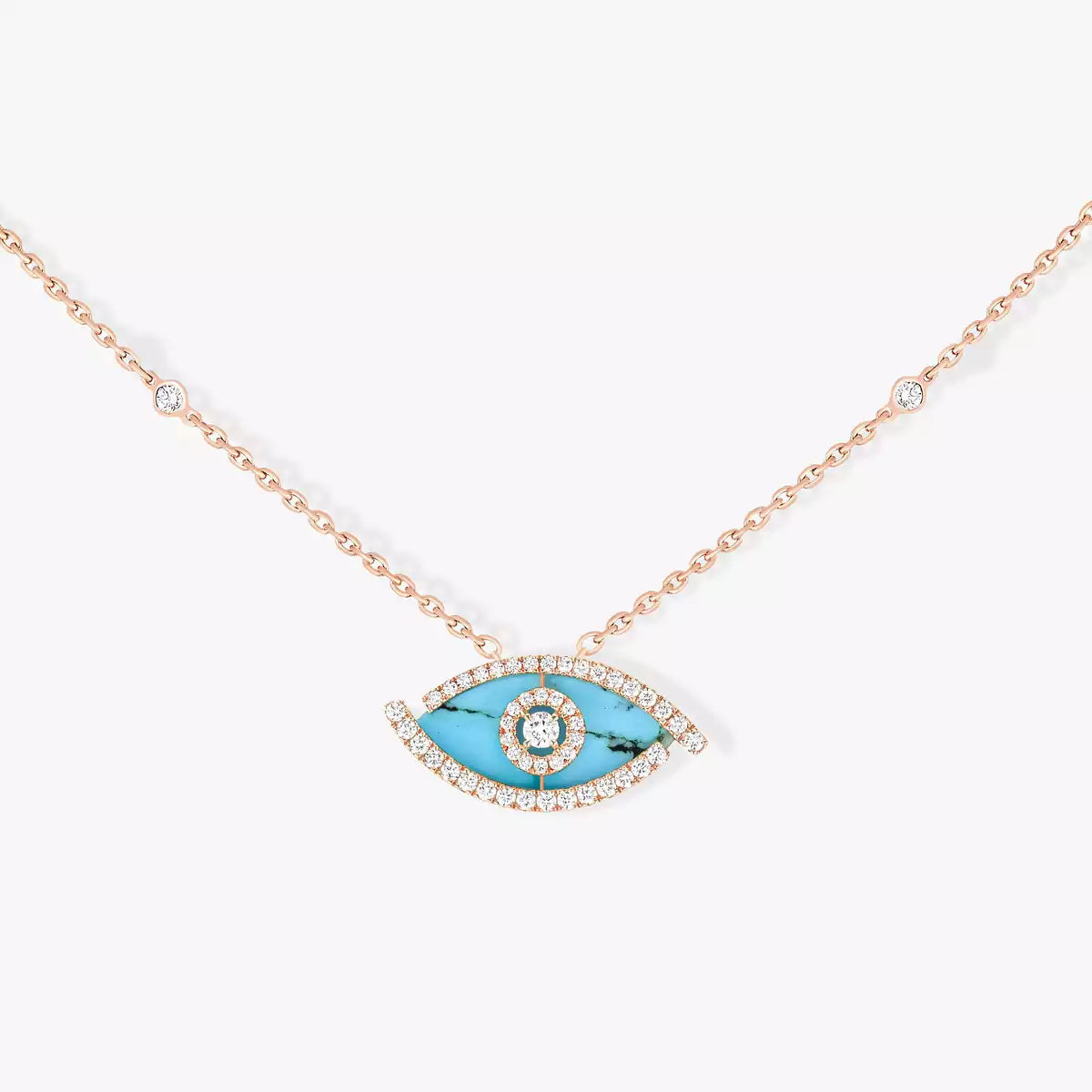 {
  "Bling Jewelrys": "ブリングジュエリー",
  "Lucky Eye Diamond Necklace in Rose Gold and Turquoise": "ラッキーアイ ダイヤモンドネックレス（ローズゴールド＆ターコイズ）"
}
