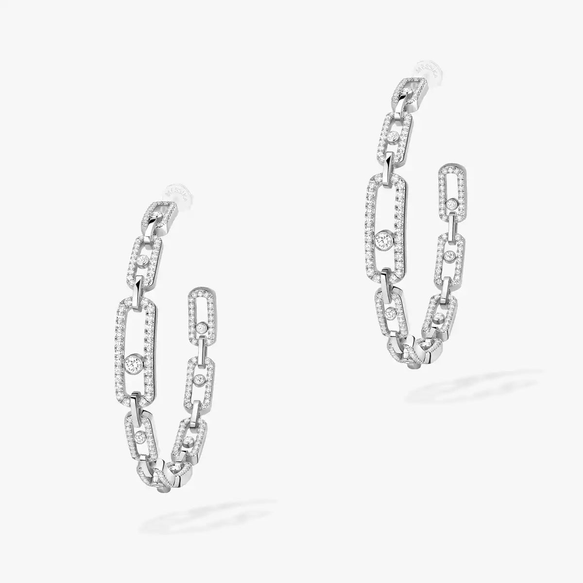 [Bling Jewelrys]Move Link Diamond Hoop Earrings