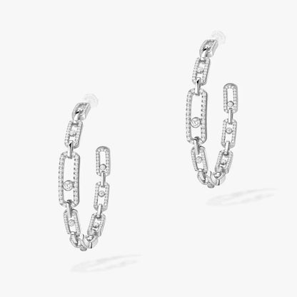 [Bling Jewelrys]Move Link Diamond Hoop Earrings