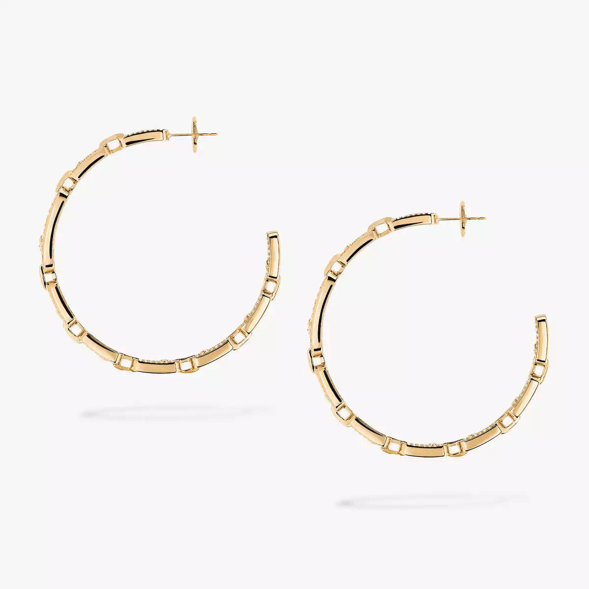 [Bling Jewelrys]Move Link Diamond Hoop Earrings