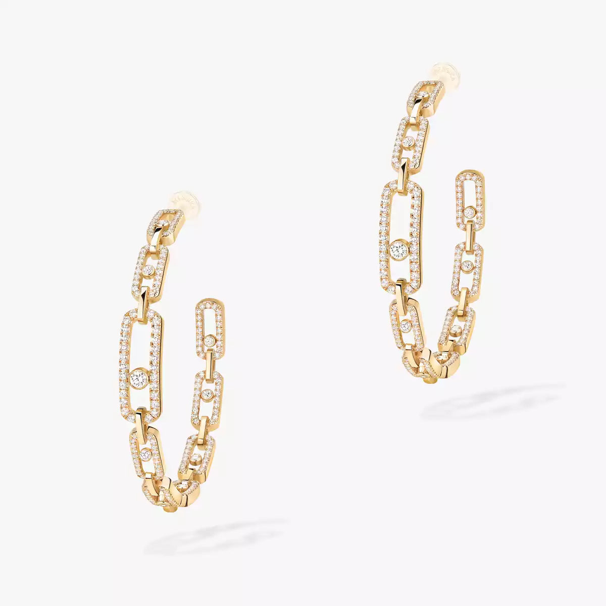 [Bling Jewelrys]Move Link Diamond Hoop Earrings