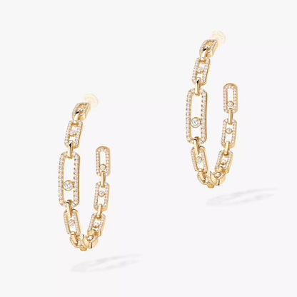 [Bling Jewelrys]Move Link Diamond Hoop Earrings