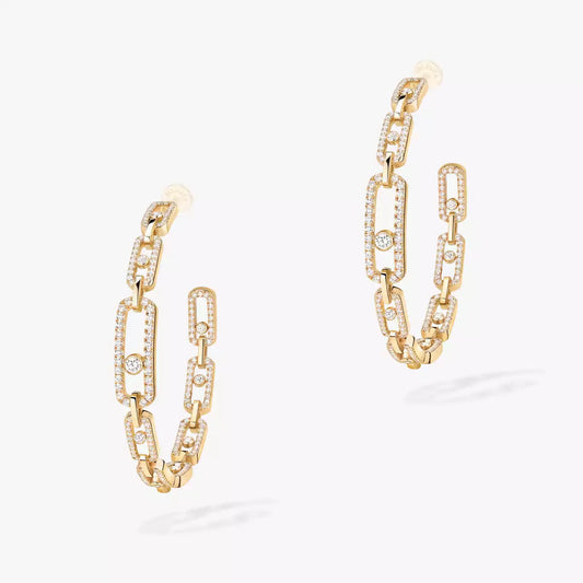 [Bling Jewelrys]Move Link Diamond Hoop Earrings