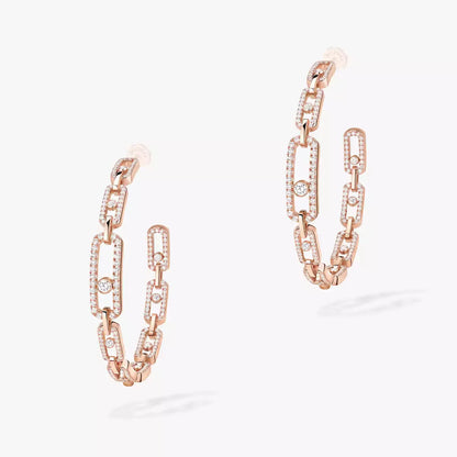 [Bling Jewelrys]Move Link Diamond Hoop Earrings