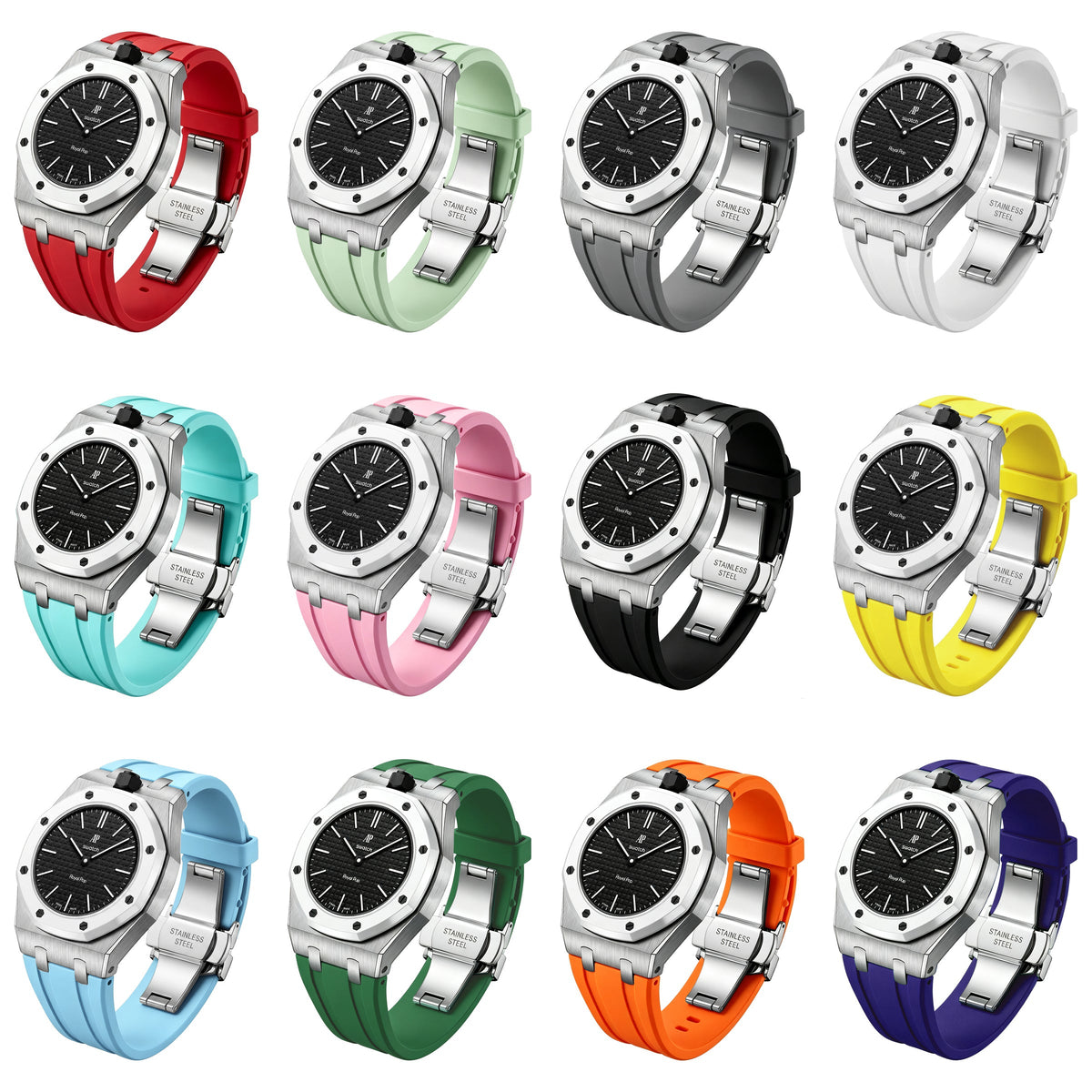 [Bling Jewelrys]Royal Oak Pop Exclusive Steel Case & Silicone Strap With Cradle