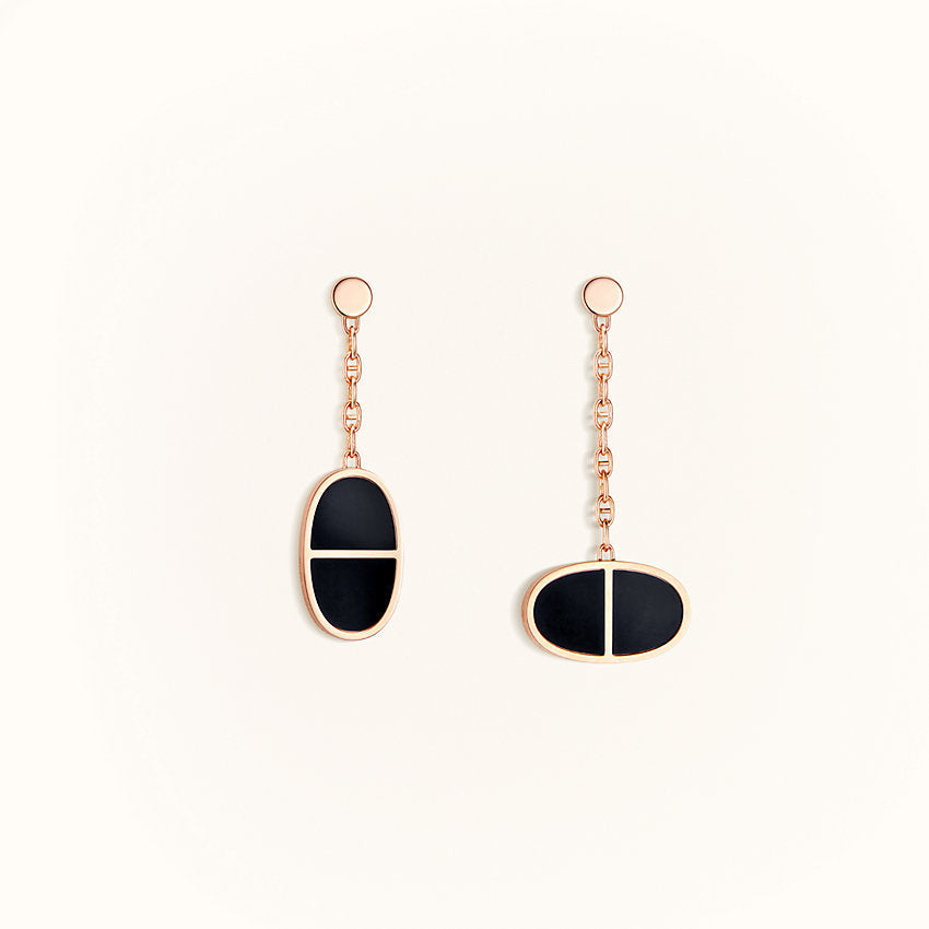 [Bling Jewelrys ]CHAINE VERSO BLACK CERAMIC EARRINGS