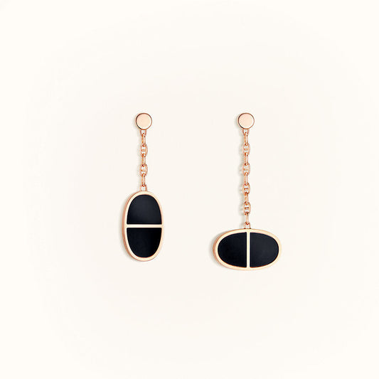 [Bling Jewelrys ]CHAINE VERSO BLACK CERAMIC EARRINGS