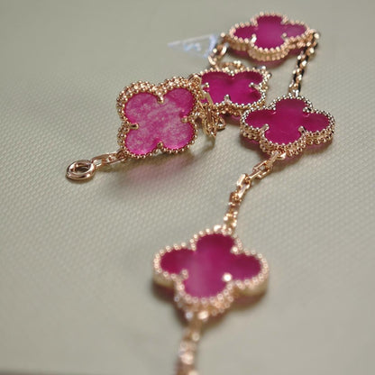 [Bling Jewelrys]NEW CLOVER 5 MOTIFS PINK ENAMEL BRACELET