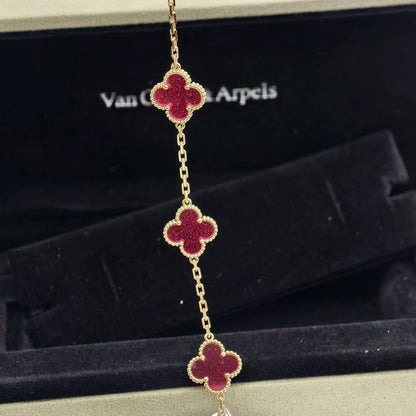 [Bling Jewelrys]NEW CLOVER 5 MOTIFS PINK ENAMEL BRACELET