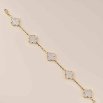 [Bling Jewelry] KLEEBATT WEISSE PERLMUTT 5-MOTIV ARMBAND KOLLEKTION