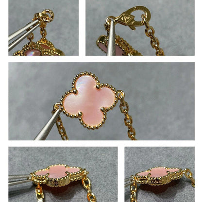 [Bling Jewelrys ]CLOVER 10 MOTIFS PINK MOP NECKLACE