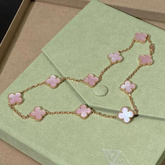 [Bling Jewelrys] KLEEBATT 10 MOTIVE PINK PERLMUTT HALSKETTE