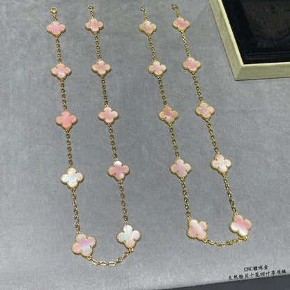 [Bling Jewelrys ]CLOVER 10 MOTIFS PINK MOP NECKLACE