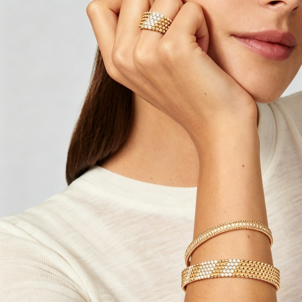 [Bling Jewelrys] FÜNFREIHIGES DIAMANTARMBAND