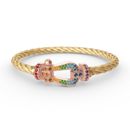 [Bling Jewelrys ]FORCE LARGE HORSESHOE  COLORED DIAMOND BRACELET ROSE GOLD