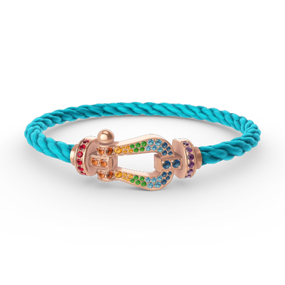 [Bling Jewelrys ]FORCE LARGE HORSESHOE  COLORED DIAMOND BRACELET ROSE GOLD