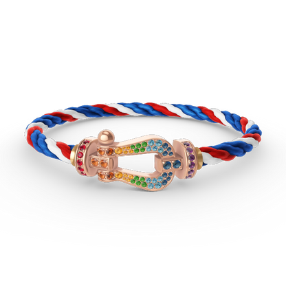 [Bling Jewelrys ]FORCE LARGE HORSESHOE  COLORED DIAMOND BRACELET ROSE GOLD