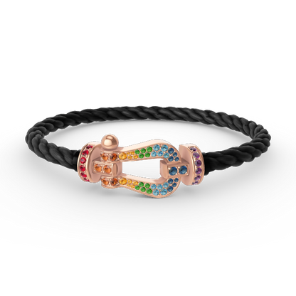 [Bling Jewelrys ]FORCE LARGE HORSESHOE  COLORED DIAMOND BRACELET ROSE GOLD