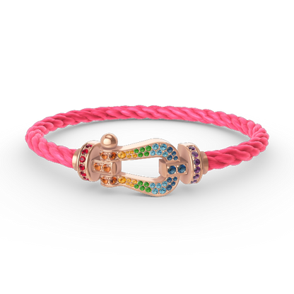 [Bling Jewelrys ]FORCE LARGE HORSESHOE  COLORED DIAMOND BRACELET ROSE GOLD