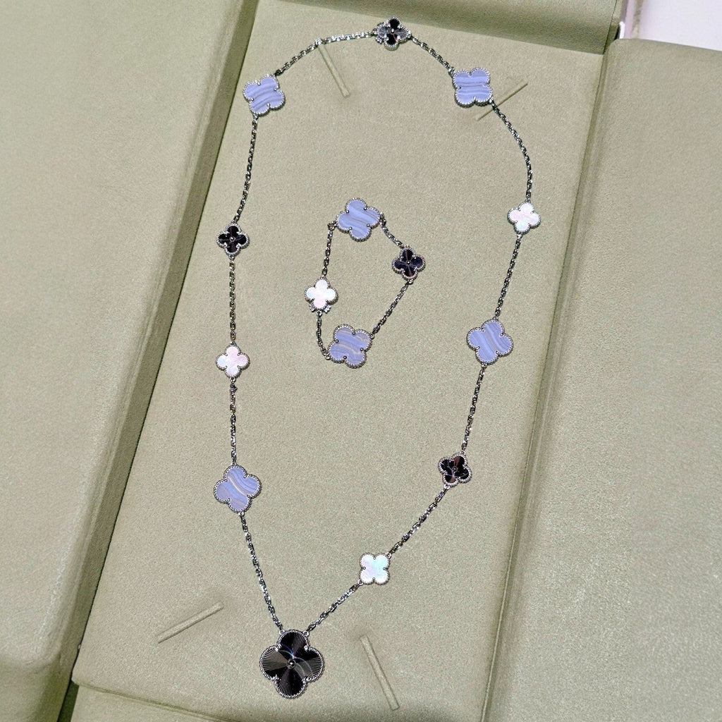 [Bling Jewelry] 取り外し可能 クローバー 15(11+4) フラワー シルバー ネックレスセット