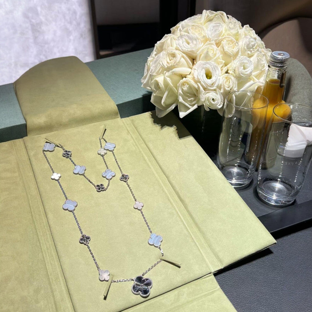 [Bling Jewelry] 取り外し可能 クローバー 15(11+4) フラワー シルバー ネックレスセット