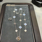 [Bling Jewelry] 取り外し可能 クローバー 15(11+4) フラワー シルバー ネックレスセット