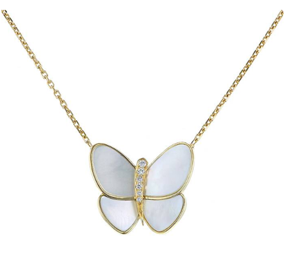 [Bling Jewelrys ]BUTTERFLY GOLD MOP DIAMOND NECKLACE