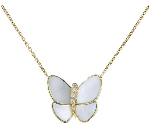 [Bling Jewelrys ]BUTTERFLY GOLD MOP DIAMOND NECKLACE
