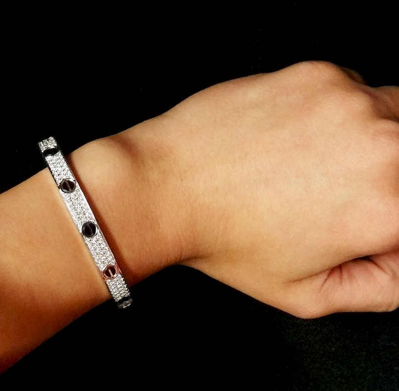 [Bling Jewelrys] LIEBESARMBAND 6,1 MM KERAMIK MIT DIAMANTBESATZ