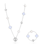 [Bling Jewelry] 取り外し可能 クローバー 15(11+4) フラワー シルバー ネックレスセット