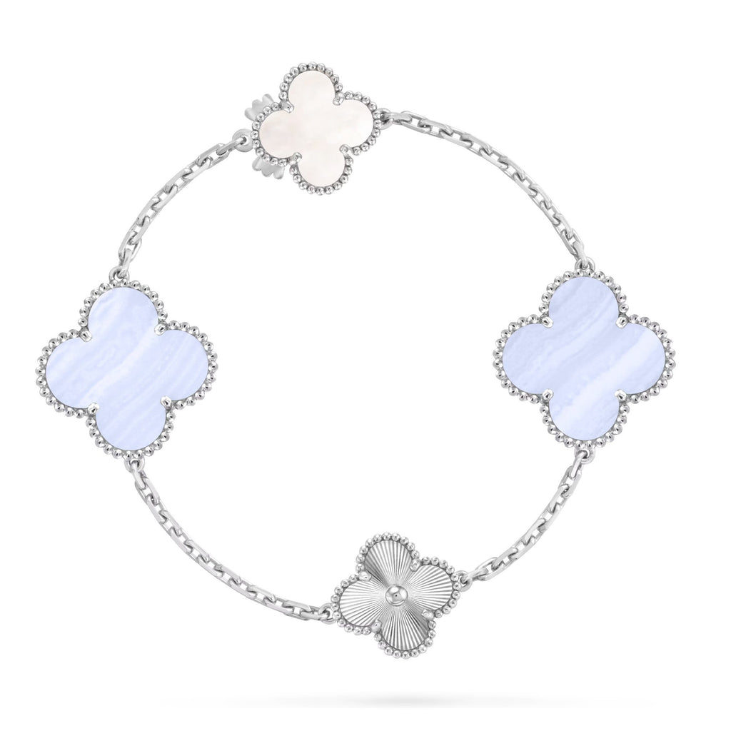 [Bling Jewelry] 取り外し可能 クローバー 15(11+4) フラワー シルバー ネックレスセット