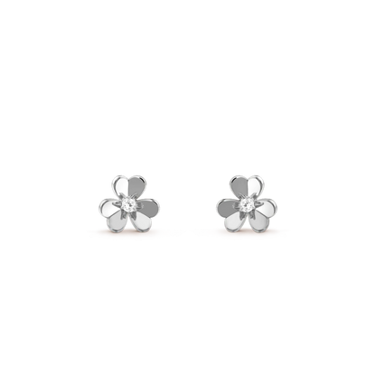 [Bling Jewelrys ]FRIVOLE MINI SILVER FLOWER EARRINGS