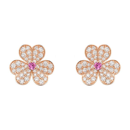 [Bling Jewelrys ]FRIVOLE PINK GOLD FLOWER DIAMOND EARRINGS