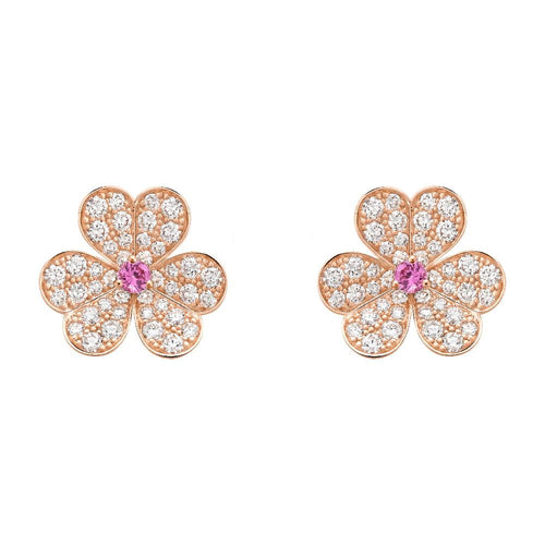 [Bling Jewelrys ]FRIVOLE PINK GOLD FLOWER DIAMOND EARRINGS