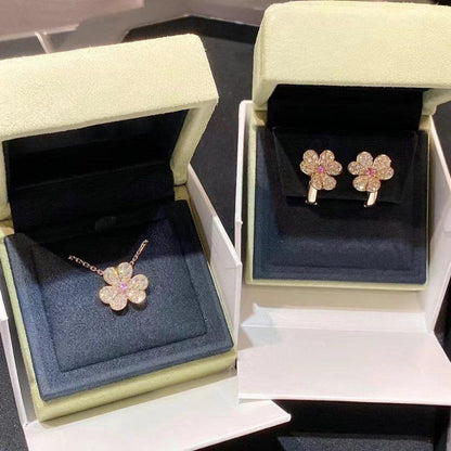 [Bling Jewelrys ]FRIVOLE PINK GOLD FLOWER DIAMOND EARRINGS
