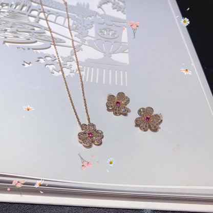 [Bling Jewelrys ]FRIVOLE ROSÉGOLD BLUMEN-DIAMANT-HALSKETTE