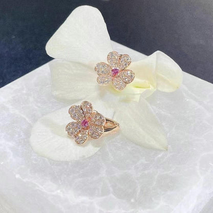 [Bling Jewelrys ]FRIVOLE PINK GOLD FLOWER DIAMOND EARRINGS